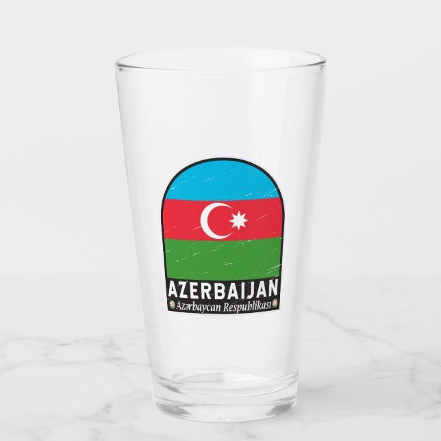 Verre Emblème du drapeau d'Azerbaïdjan Vintage (Devant)