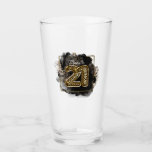 Verre Empreinte de léopard Cheers to 21st Birthday Hip B<br><div class="desc">Nuage d'encre en noir, or, carré, Ballons Empreintes de léopard en 21 avec CHEERS TO personnalisés en blanc. Facile à personnaliser le texte, la couleur du texte, la police. Grand 21e anniversaire Accessoire, thème de fête Amusant, Don pour la célébration sur le côté sauvage. Moderne, Chic, Amusant. Mélanger et faire...</div>