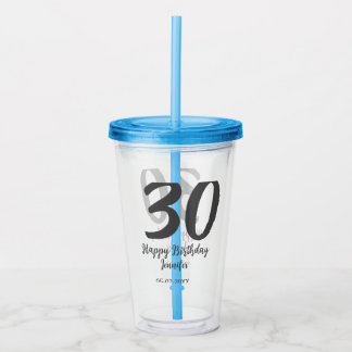 Verre En Acrylique 30e anniversaire ajouter nom date année noir modèl
