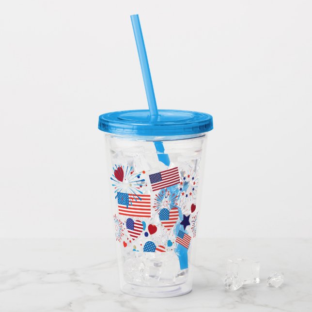 Verre En Acrylique 4 juillet feux d'artifice américains de drapeau de (Devant glace)