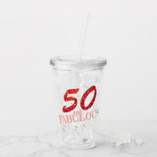 Verre En Acrylique 50e anniversaire Fête de corail Parties scintilla