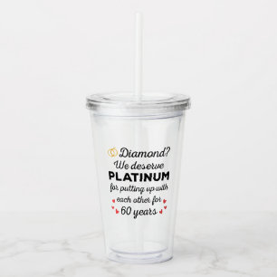 Verre En Acrylique 60ème anniversaire du Mariage I - Diamond Funny Co