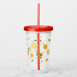 Verre En Acrylique Agrumes TROPICALES FRUITS D'ÉTÉ Citron orange tran
