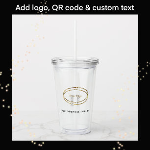 Verre En Acrylique Ajouter un logo d'entreprise et un code QR Texte n
