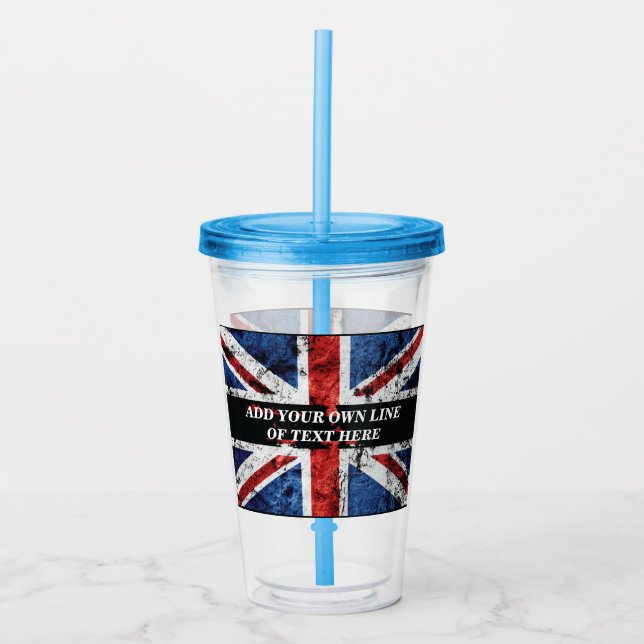 Verre En Acrylique Ajouter votre texte sur le drapeau anglais Jeu d'o (Devant)
