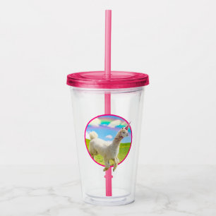 Verre En Acrylique Alpaca Unicorne sous ciel ouvert