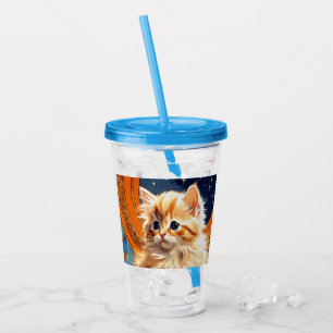 Verre En Acrylique Alphonse Mucha Art Nouveau Chat orange