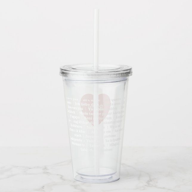 Verre En Acrylique Amour multilingue Acrylique Tumbler Dusty rose (Devant)