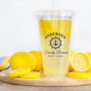 Verre En Acrylique Ancre Bleue de la marine nautique - Réunion de fam