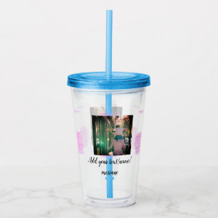 Verre En Acrylique Aquarelle rose violet père fils papa ajouter l'ima