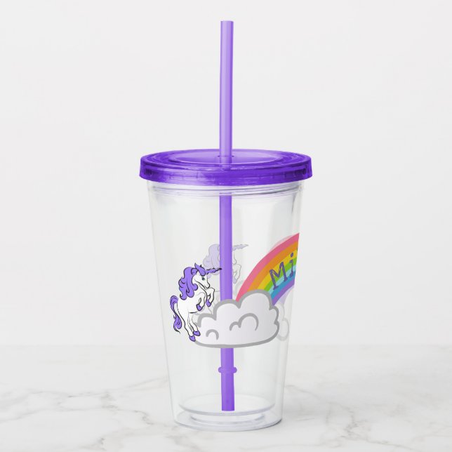 Verre En Acrylique Arc-en-ciel et Unicornes Design Tumbler acrylique (Devant)
