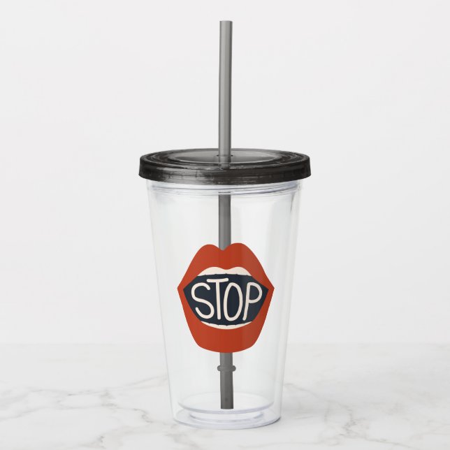 Verre En Acrylique Arrêter les lèvres (Devant)