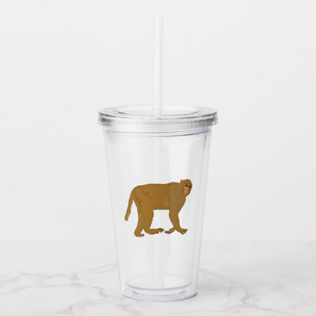 Verre En Acrylique art de singe babouin (Devant)