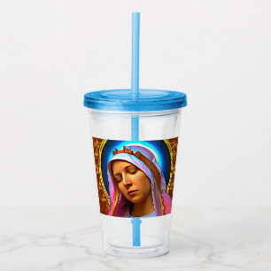 Verre En Acrylique Art IA de la Vierge Marie bienheureuse