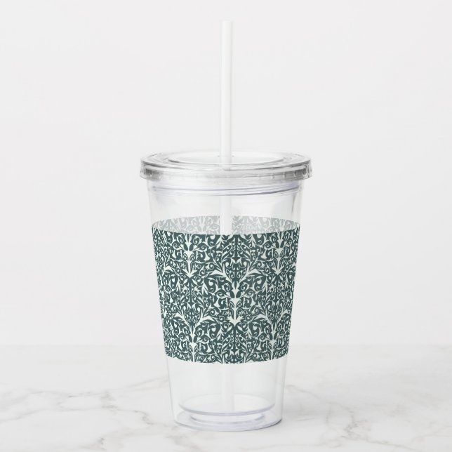 Verre En Acrylique Art Nouveau Inspired Florals Clear Tumbler - Green (Devant)