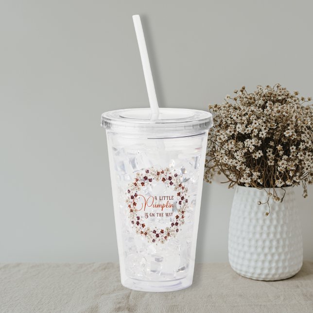 Verre En Acrylique Autumn Floral A Little Pumpkin Baby Shower (Créateur téléchargé)