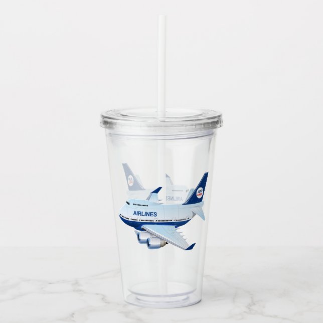 Verre En Acrylique Avion de dessin (Devant)
