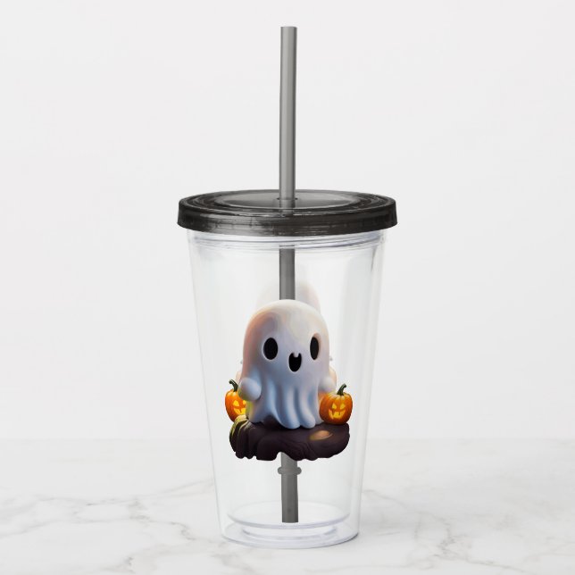 Verre En Acrylique Baby Ghost Déplaisant mignon caractère Halloween (Devant)