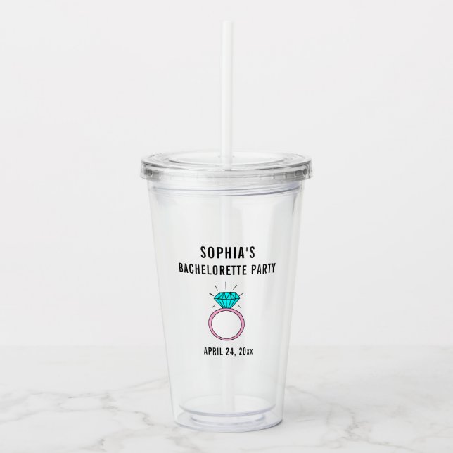 Verre En Acrylique Bachelorette Fête Mariage Fille Mignonne Faveur (Devant)