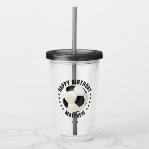 Verre En Acrylique Balle de Football Joyeux Anniversaire Nom