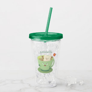 Verre En Acrylique Bande dessinée de la tasse de thé mignonne humour