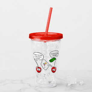 Verre En Acrylique Bande dessinée drôle de plaisanterie de cerise