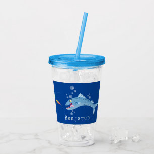 Verre En Acrylique Barracuda poisson affamé de la pêche dessin animé
