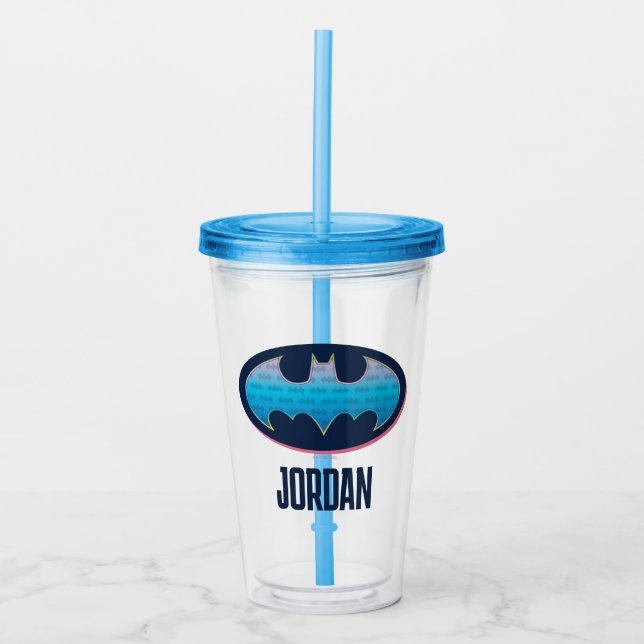 Verre En Acrylique Batman | Symbole rose et bleu (Devant)