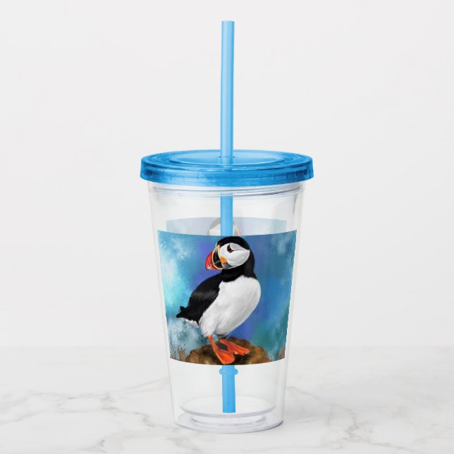 Verre En Acrylique Beau Tumbler acrylique Oiseau de Puffin Atlantique (Devant)