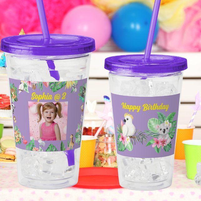 Verre En Acrylique Bébé Animaux Acrylique Tumbler Anniversaire de enf (Créateur téléchargé)