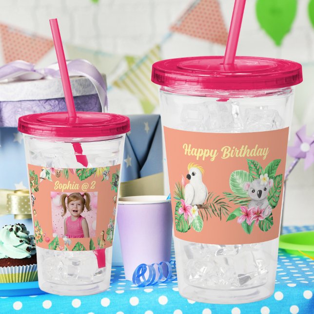 Verre En Acrylique Bébé Animaux Acrylique Tumbler Anniversaire de enf (Créateur téléchargé)