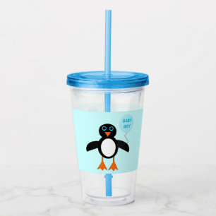 Verre En Acrylique Bébé Bleu mignon Pingouin Garçon