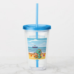 Verre En Acrylique Belle glace manger dino à la plage