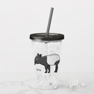Verre En Acrylique Belle illustration de tapir de dessin animé