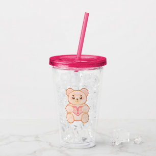 Verre En Acrylique Belle ours de la Saint Valentin au coeur rouge