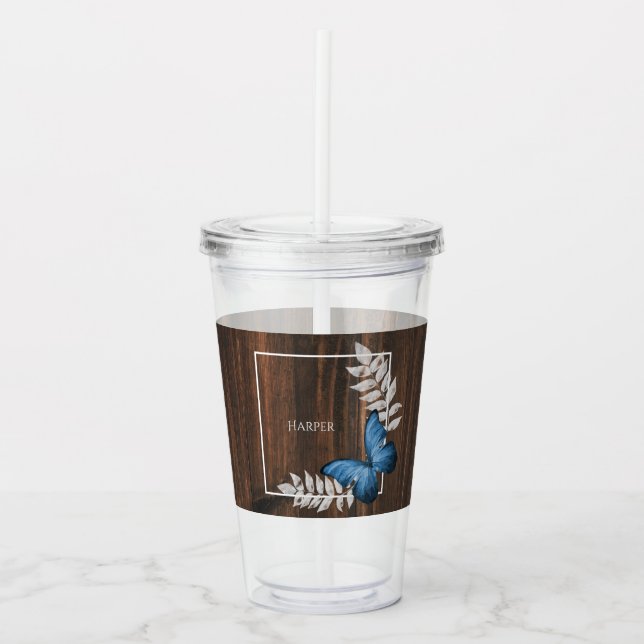 Verre En Acrylique Beurre bleu rustique Paruline acrylique personnali (Devant)