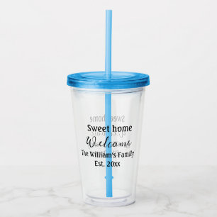 Verre En Acrylique Bienvenue douce maison ajouter nom de famille anné