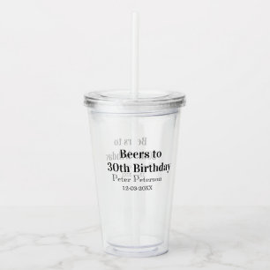 Verre En Acrylique Bière pour 30e anniversaire nom date homme élégant