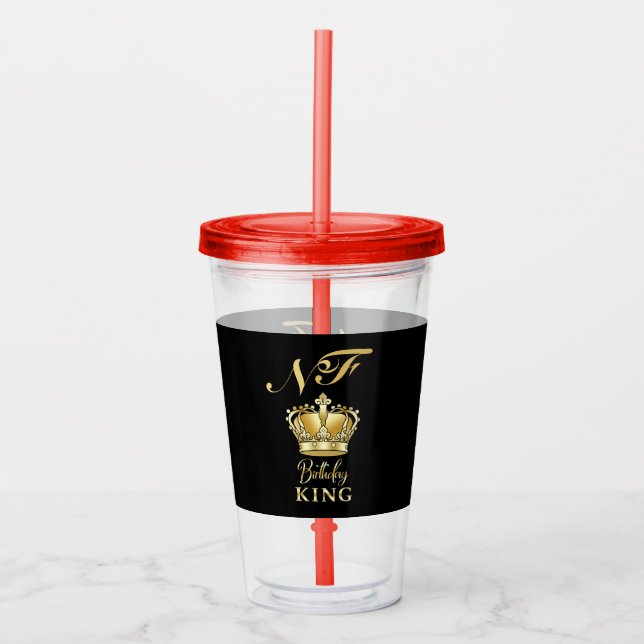 Verre En Acrylique Birthday King Gold Crown Royal Monogram Luxury (Devant)