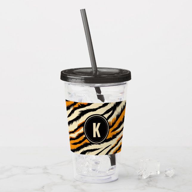 Verre En Acrylique Black and Orange Tiger Stripes Monogram (Devant glace)