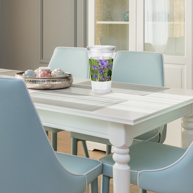 Verre En Acrylique Bleu-Eyed Denton sur les fleurs violettes (In Situ)