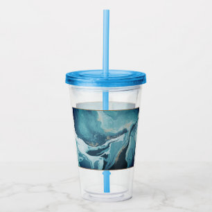 Verre En Acrylique Bleu Marbre Turquoise Look Acrylique Tumbler