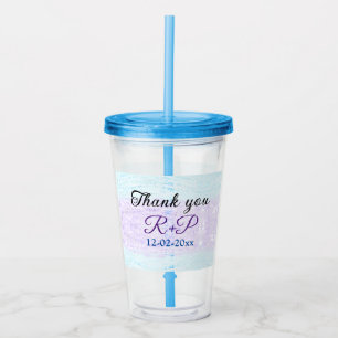 Verre En Acrylique Bleu violet ombre paillettes scintillement merci a