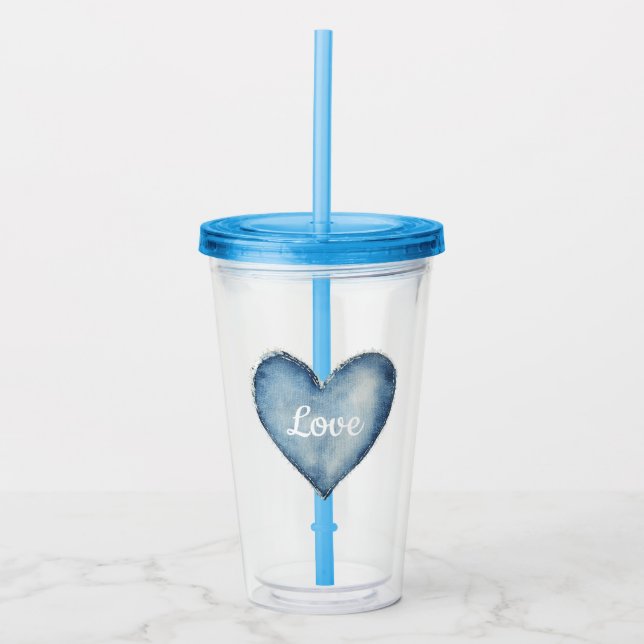 Verre En Acrylique Blue Denim Heart (Devant)