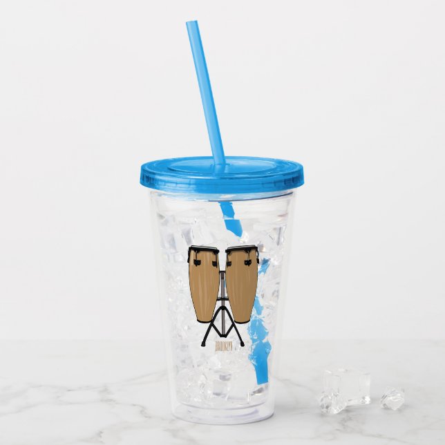 Verre En Acrylique Bongo, dessin animé de batterie (Devant glace)