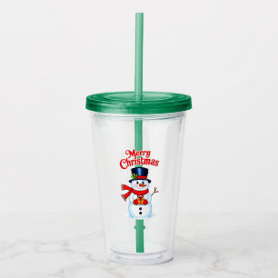 Verre En Acrylique Bonhomme de neige chapeau haut-de-forme noël