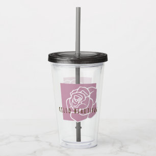Verre En Acrylique Bonjour Belle - Moderne Chic Rose Rose Rose Floral