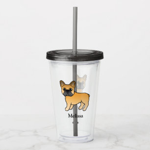 Verre En Acrylique Bouledogue français faon Dessin animé mignon & nom