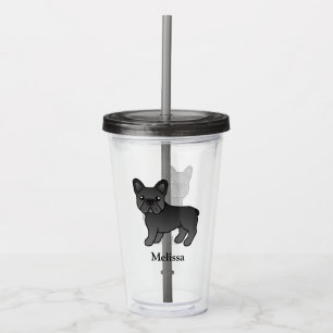 Verre En Acrylique Bouledogue Français Noir Mignon Chien de Dessin An