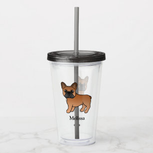 Verre En Acrylique Bouledogue français rouge Chien de dessin animé mi